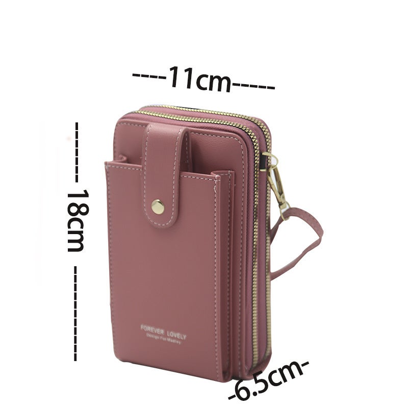 Women's Pink PU Leather Crossbody Bag with Multiple Pockets - Image 1