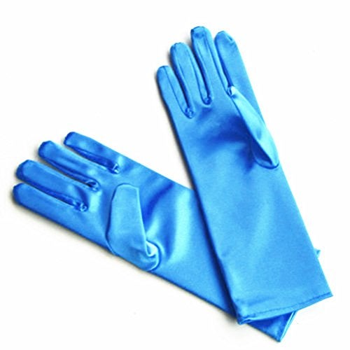 DreamHigh Kids Formal Stretch Satin Long Finger Gloves for Girl Children Party Blue - Image 3