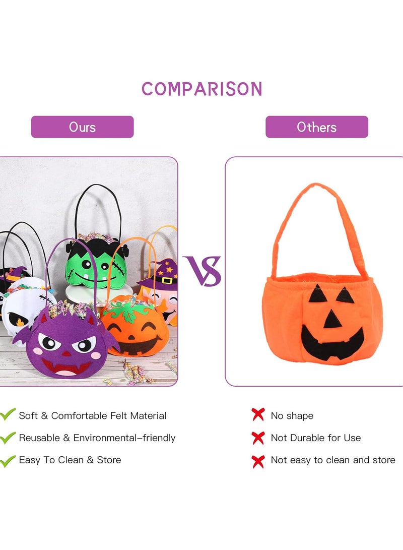 GGOOT Halloween Treat Bags Party Favours for Kids 6pcs Pumpkin Buckets Gift Bags with Handles Halloween Goodie Bags Party Supplies for Trick or Treat - Image 2