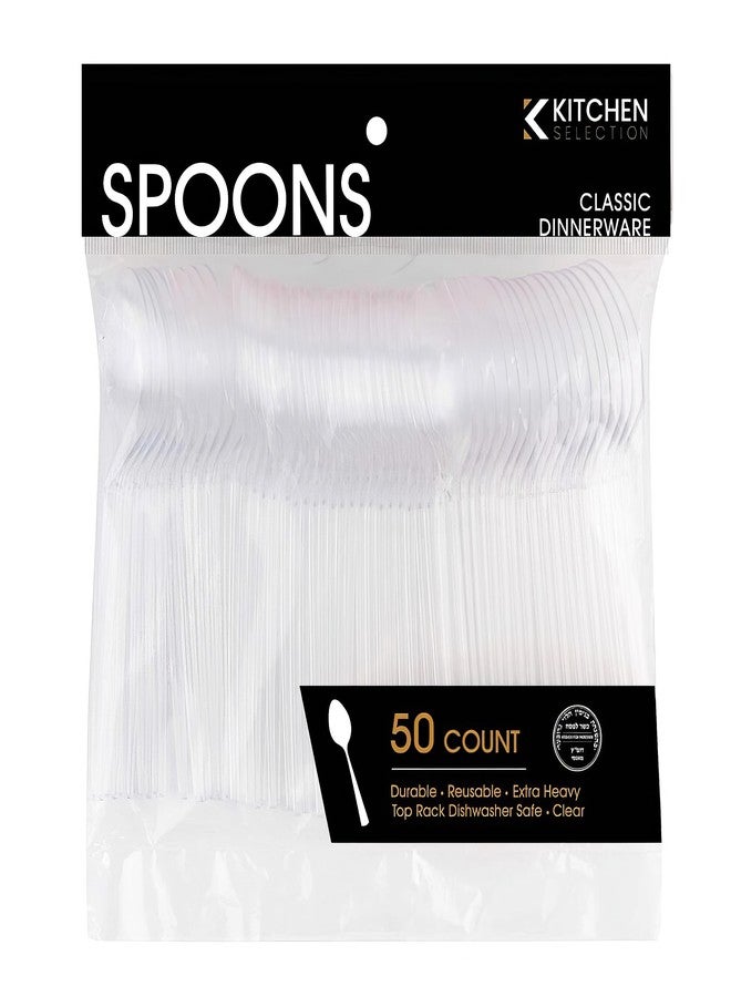 Blue Sky Premium Disposable Clear Plastic Soup Spoons (50 Count) | Transparent, Durable, and Convenient for Parties, Events, and Everyday Use - Image 4