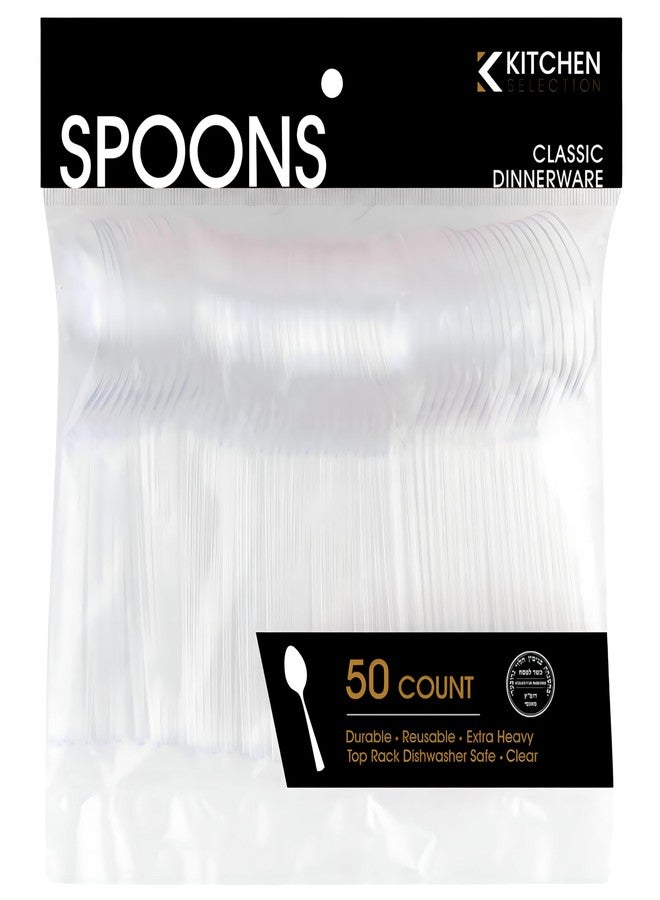 Blue Sky Premium Disposable Clear Plastic Soup Spoons (50 Count) | Transparent, Durable, and Convenient for Parties, Events, and Everyday Use - Image 2