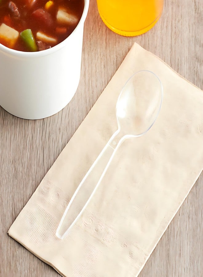 Blue Sky Premium Disposable Clear Plastic Soup Spoons (50 Count) | Transparent, Durable, and Convenient for Parties, Events, and Everyday Use - Image 3