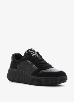 SJ Women's Panelled Lace-Up Low Ankle Sneakers  - Image 1