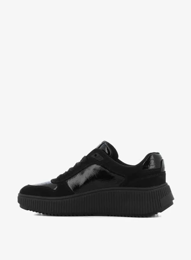SJ Women's Panelled Lace-Up Low Ankle Sneakers