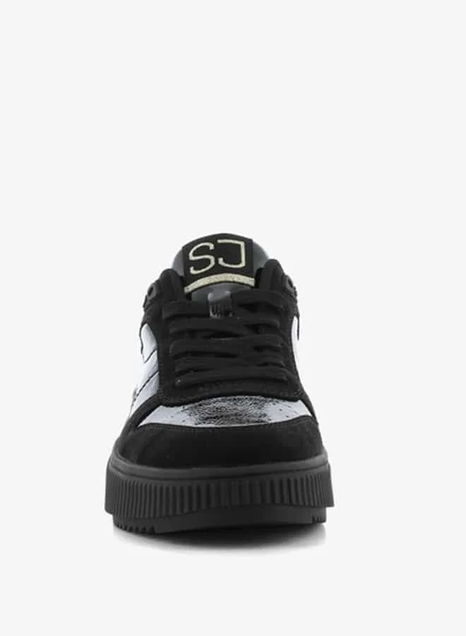 SJ Women's Panelled Lace-Up Low Ankle Sneakers
