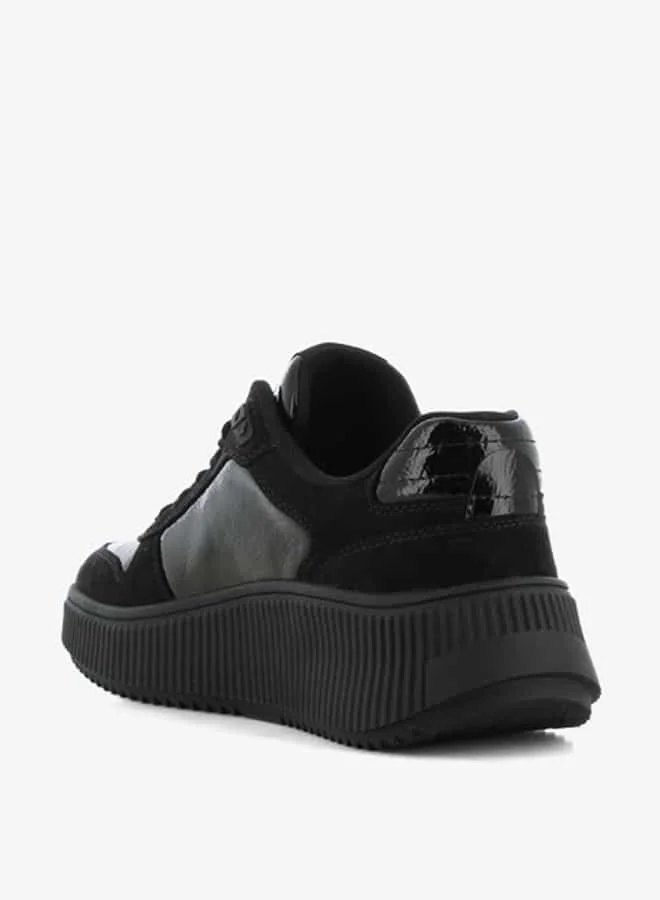 SJ Women's Panelled Lace-Up Low Ankle Sneakers
