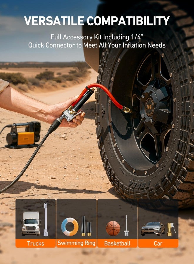 AstroAI T3 Heavy-Duty Tire Pressure Gauge with Inflator, Dual Head Chuck ANSI B40.1 Accurate Air Chuck with Pressure Gauge, 10-120 PSI, Compatible with 1/4" NPT Air Compressor - Image 4