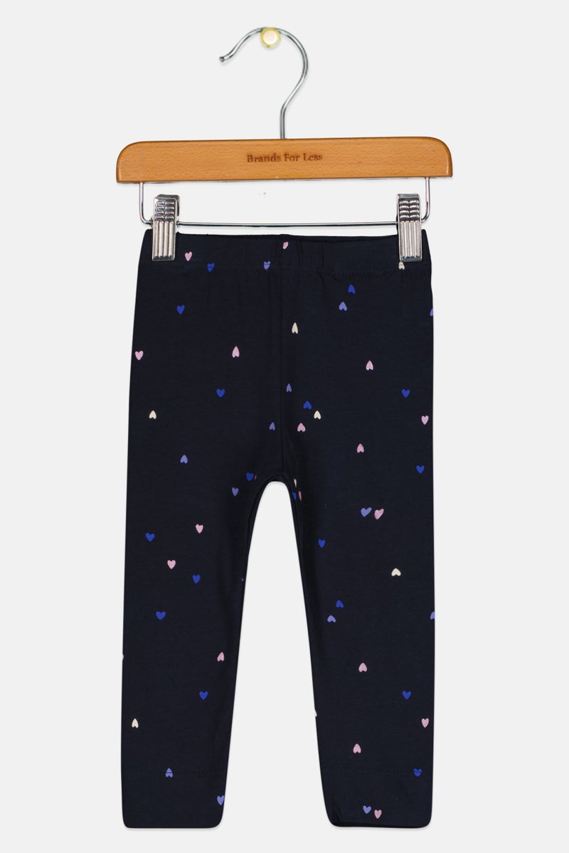 NAME IT Toddlers Girl Graphic Print Pull On Leggings, Navy - Image 2