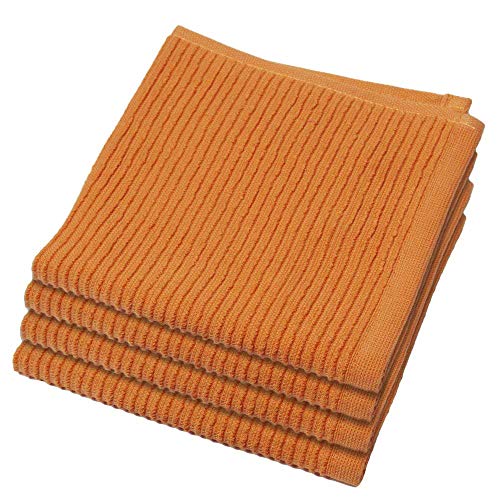 Now Designs Ripple Kitchen Dishcloth, Set of 4, Kumquat Orange - Image 1