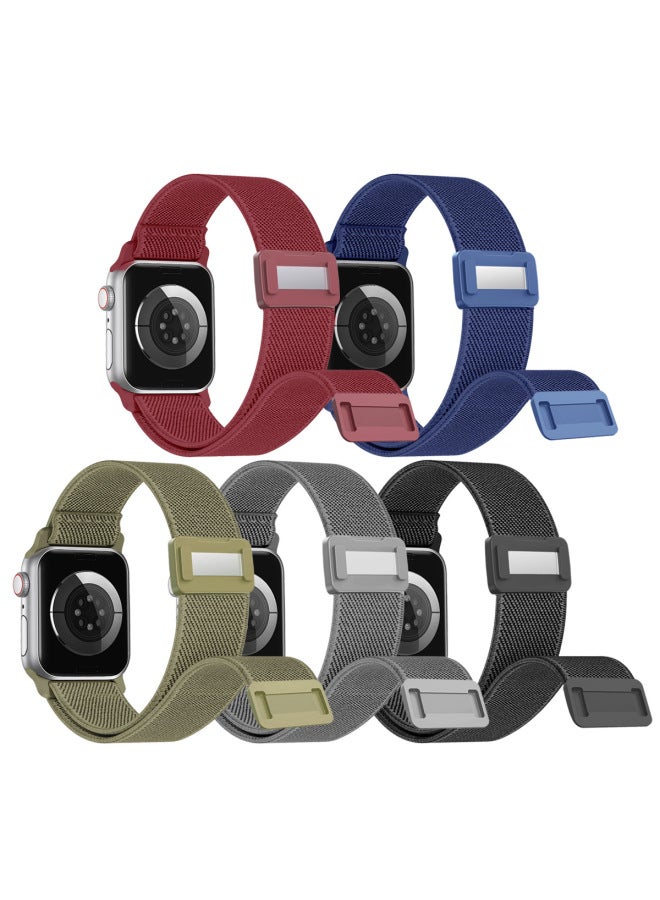 For Apple Watch With Samsung For huawei Google Built-in Magnetic Buckle With 18/20/22MM Loop Strap-Color:plain Weave Chinese Red-Specifications:20MM (plastic Inner Magnetic Buckle)  - Image 2