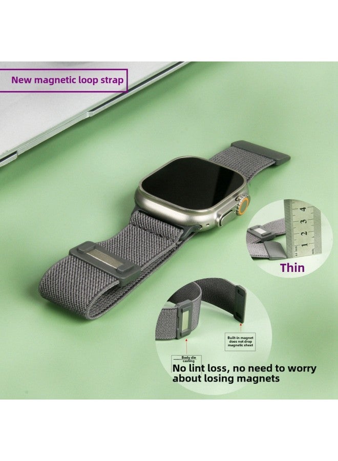 For Apple Watch With Samsung For huawei Google Built-in Magnetic Buckle With 18/20/22MM Loop Strap-Color:plain Weave Chinese Red-Specifications:20MM (plastic Inner Magnetic Buckle)  - Image 4
