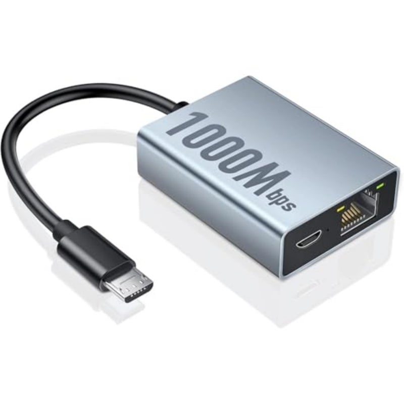 محول شبكة سلكي USB من النوع C إلى RJ45 جيجابت إيثرنت بسرعة 1000 ميجابت في الثانية متوافق مع Fire TV Stick 4K Chromecast Google Home Mini Roku Micro USB إلى RJ45 محول الإنترنت السلكي - Image 1
