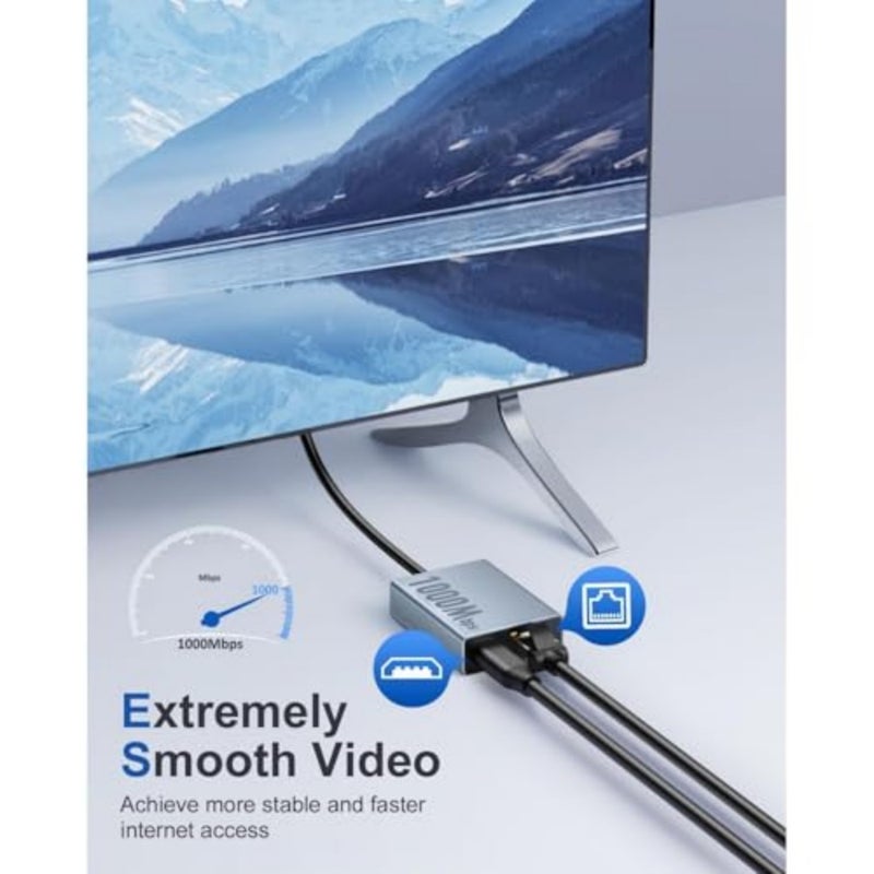 محول شبكة سلكي USB من النوع C إلى RJ45 جيجابت إيثرنت بسرعة 1000 ميجابت في الثانية متوافق مع Fire TV Stick 4K Chromecast Google Home Mini Roku Micro USB إلى RJ45 محول الإنترنت السلكي - Image 2