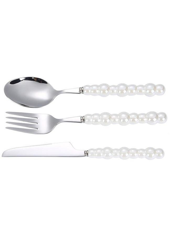 Bukela Flatware Cutlery Set Spoons Forks Knifes Utensils Tableware Sets with Ceramic Pearl Handles for Home Restaurant Hotel - Image 1