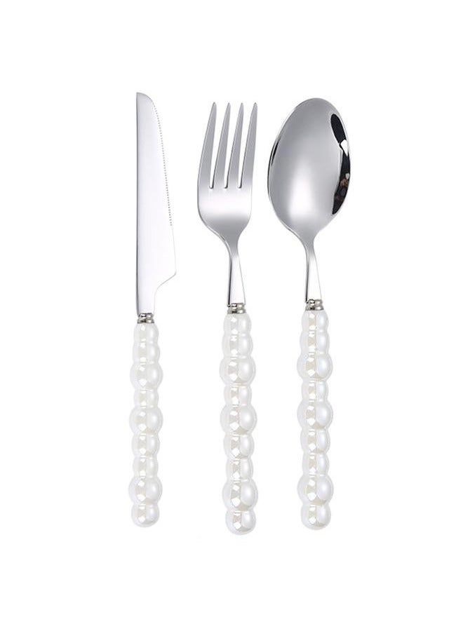 Bukela Flatware Cutlery Set Spoons Forks Knifes Utensils Tableware Sets with Ceramic Pearl Handles for Home Restaurant Hotel - Image 2