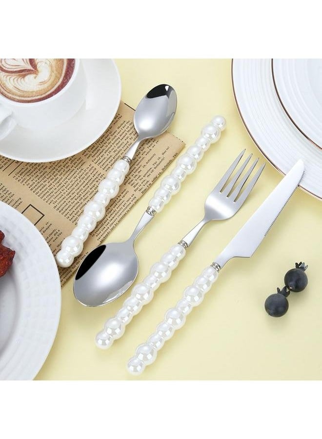 Bukela Flatware Cutlery Set Spoons Forks Knifes Utensils Tableware Sets with Ceramic Pearl Handles for Home Restaurant Hotel - Image 5