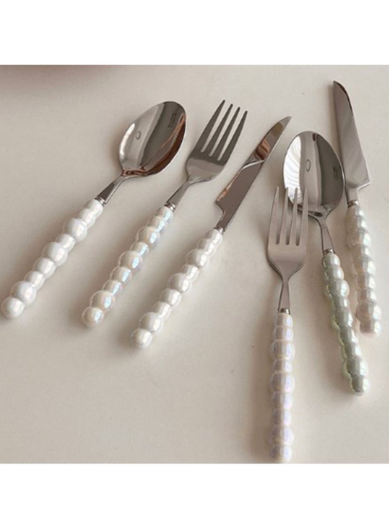 Bukela Flatware Cutlery Set Spoons Forks Knifes Utensils Tableware Sets with Ceramic Pearl Handles for Home Restaurant Hotel - Image 3