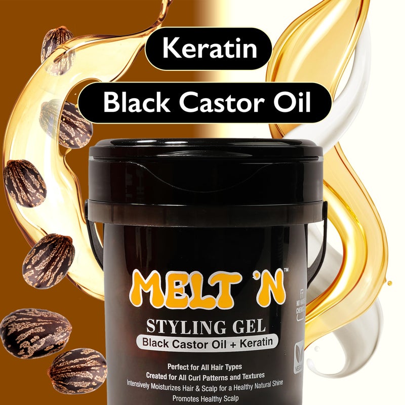 EBIN NEW YORK Melt'n Styling Gel Keratin and Black Castor Oil 82oz - Gives High Shine and Provides a Soothing and Calming Effect, Strong Hold Styling, Nourshing the Hair, No Frizz or Breakage - Image 3
