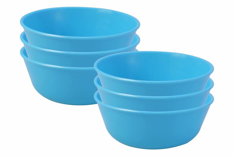 Wonder Homeware Sigma 300 Unbreakable BPA Free Plastic Bowl Set for Cereal, Salad, Rice, Soup, Pasta, Snack Bowl, Microwave Safe, Dishwasher Safe, 6 Pcs, 300 ml, Cyan Color - Image 1