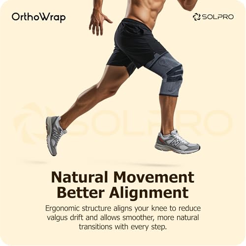 Solpro OrthoWrap Knee Support for Men & Women | Joint Stabiliser for All Sports, Gym & Rehab Workouts | Joint Pain Relief for Active Lifestyle Injury Recovery & Arthritis (Dark Grey/Black) - Image 2