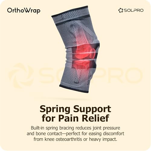 Solpro OrthoWrap Knee Support for Men & Women | Joint Stabiliser for All Sports, Gym & Rehab Workouts | Joint Pain Relief for Active Lifestyle Injury Recovery & Arthritis (Dark Grey/Black) - Image 5