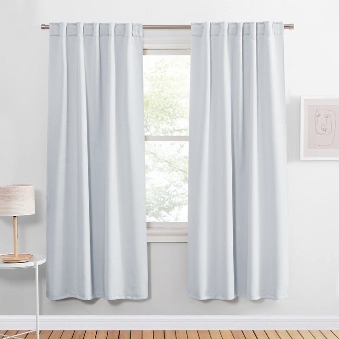 WINDOW CURTAIN PANELS ROOM DARKENING ENERGY SAVING CURTAINS FOR KITCHENBEDROOM WITH BACK TAB HOME DECOR 42 WIDE BY 63 INCHES LONG GREYISH WHITE 2 PIECES