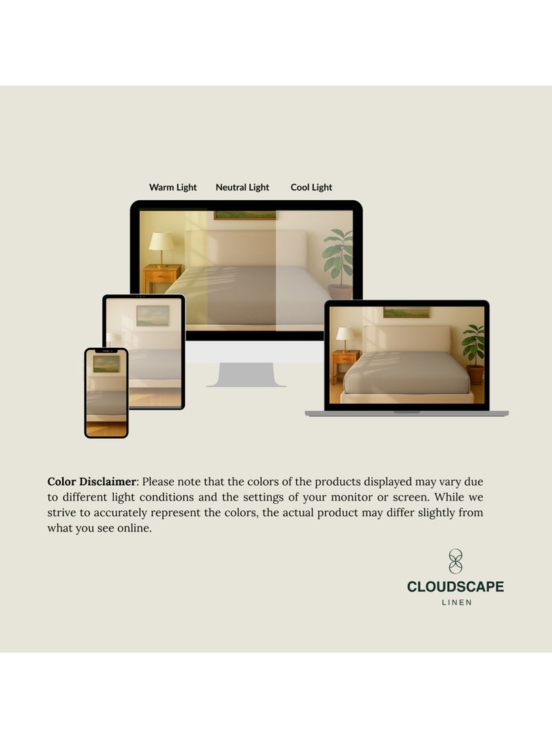 كلاود سكيب لينين Cloud Scape Linen 600 Thread Count Egyptian Cotton Fitted Sheet ( Queen, Taupe) - Image 5