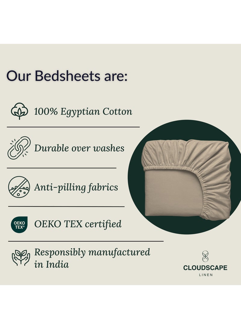 كلاود سكيب لينين Cloud Scape Linen 600 Thread Count Egyptian Cotton Fitted Sheet ( Queen, Taupe) - Image 3