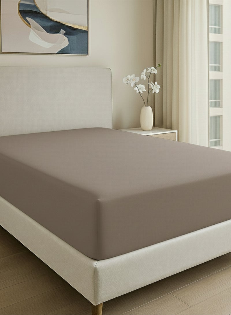 كلاود سكيب لينين Cloud Scape Linen 600 Thread Count Egyptian Cotton Fitted Sheet ( Queen, Taupe) - Image 1