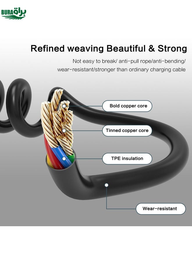 BURAQ 3A Type-C / USB-C Spring Charging Data Cable(Black) - Image 4