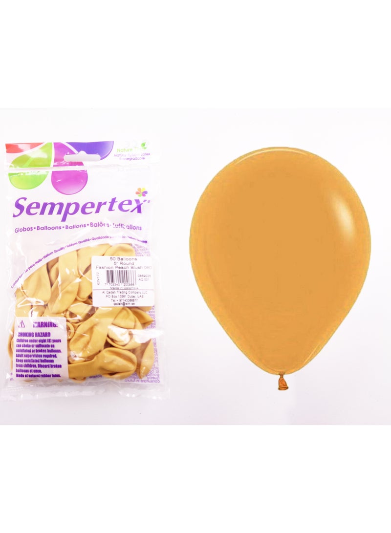 Sempertex 50 pcs, 5" Round Balloons, Solid Peach, Latex Balloons - Image 3