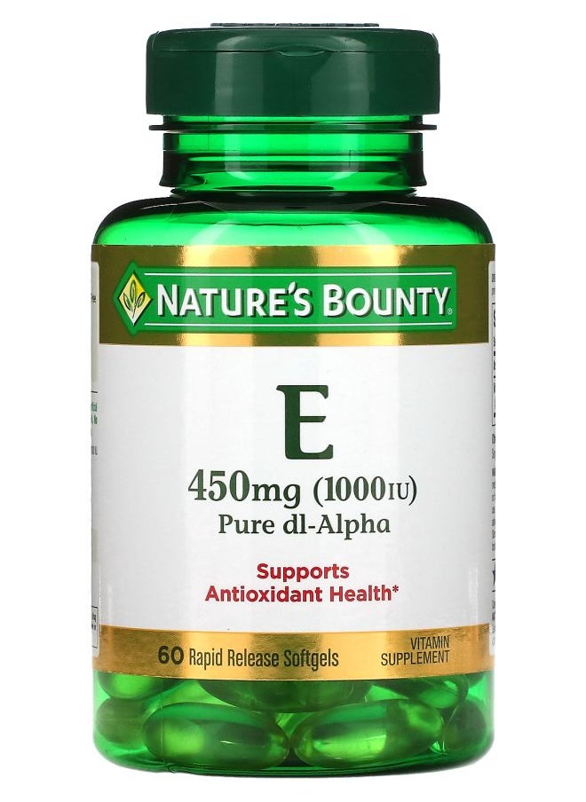 Nature's - Vitamin E Pure Dl-Alpha 450 mg (1000 IU) 60 Rapid Release Softgels - Image 1