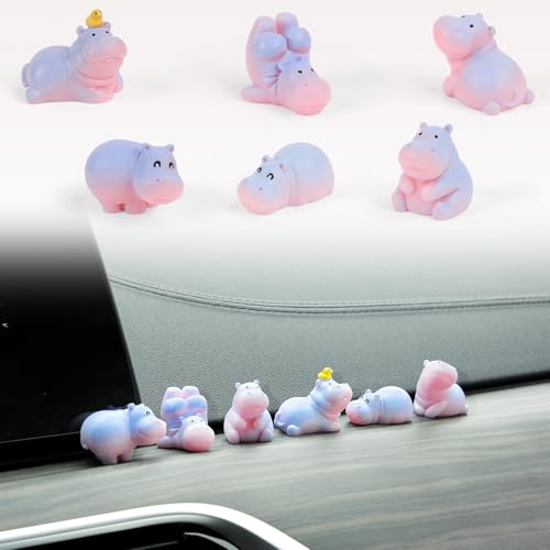 YGMONER Mini Hippopotamus Car Dashboard Figurines Set of 6 Cute 1inch Hippo Car Decorations Kawaii Car Interior Decor Accessories Gifts for Hippo Lover - Image 1