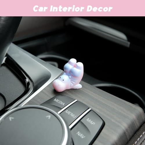 YGMONER Mini Hippopotamus Car Dashboard Figurines Set of 6 Cute 1inch Hippo Car Decorations Kawaii Car Interior Decor Accessories Gifts for Hippo Lover - Image 5