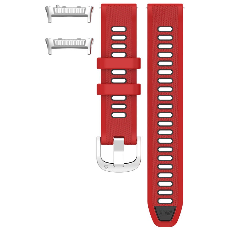 erorex For Huawei Watch D2 Silver Metal Head Two Color Silicone Watch Band(Red+Black) - Image 3