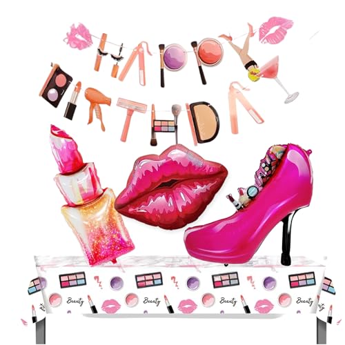 FI - FLICK IN 4 pcs MakeUp Foil Balloon Make up Theme Birthday Decoration Bachelorette Party Decorations For Women Bride To be, Birthday, Parties (Pack Of 4, Multicolor) - Image 1