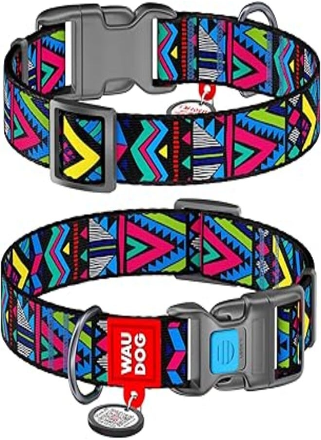 WauDog - Dog Collar WAUDOG Nylon with QR-passport, Indie" design, plastic fastex, Large, W 25 mm, L 31-49 cm - Image 1