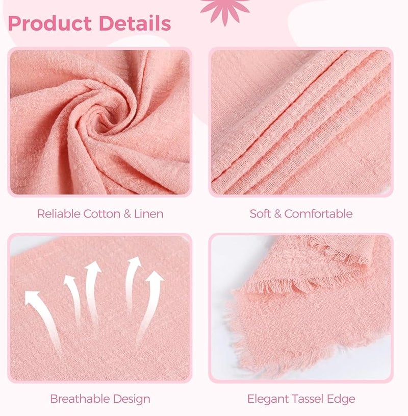 مجموعة من 12 فوطة قطن وكتان مع زخرفة هدب للمناسبات الغذائية وترتيب المائدة اليومي - Image 5