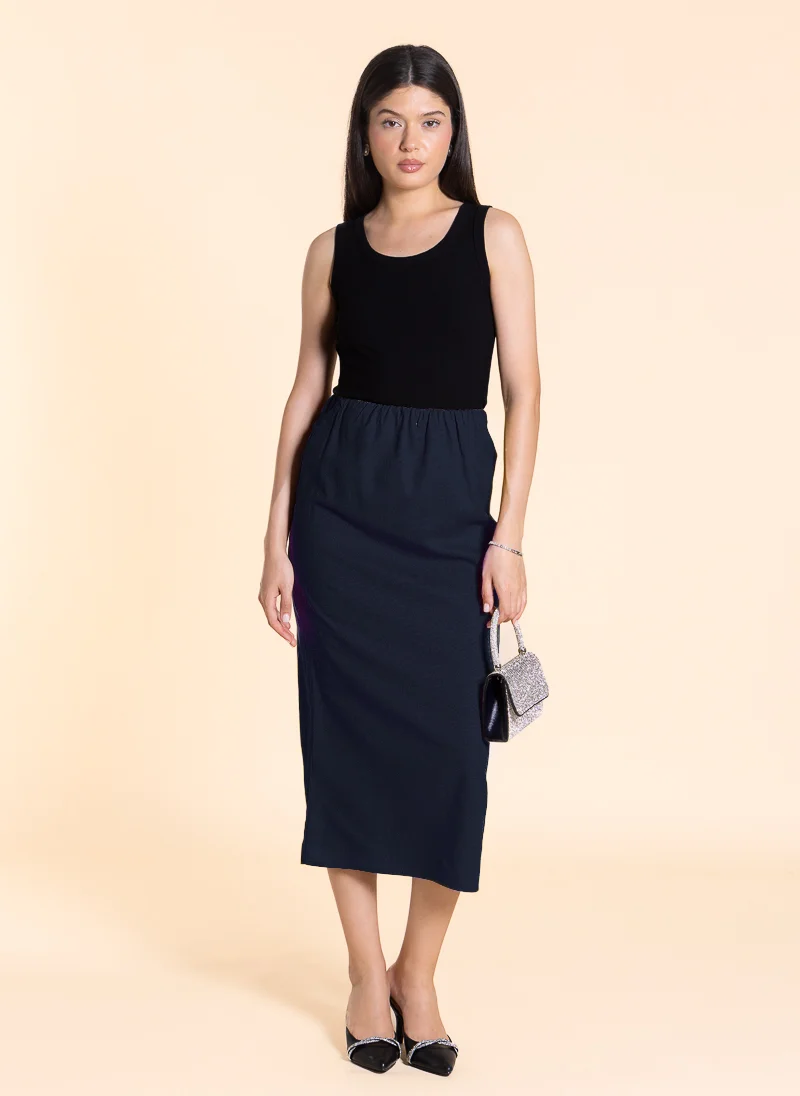 SHAPES MIDI LINEN BLEND SKIRT