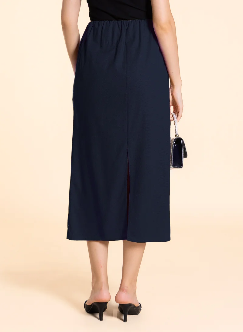 SHAPES MIDI LINEN BLEND SKIRT
