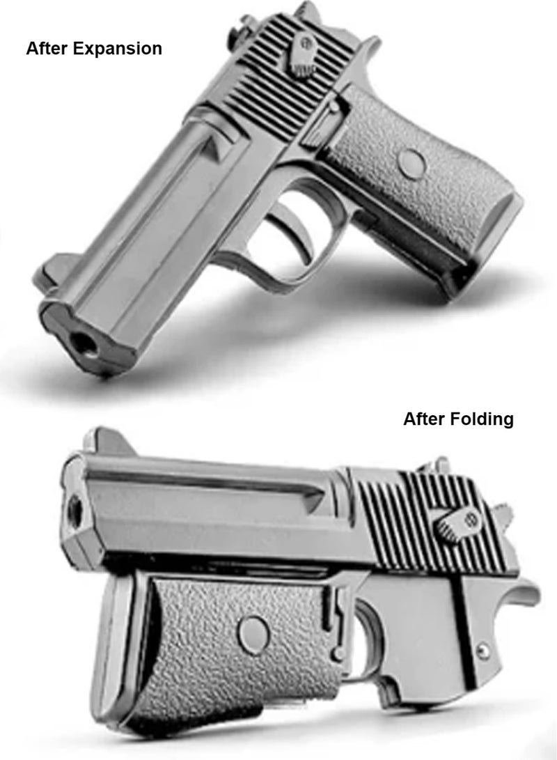 ببجي لعبة مسدس معدني واقعي مع رصاصات مطاطية ۶ ملم مع آلية قابلة للطي - Image 2