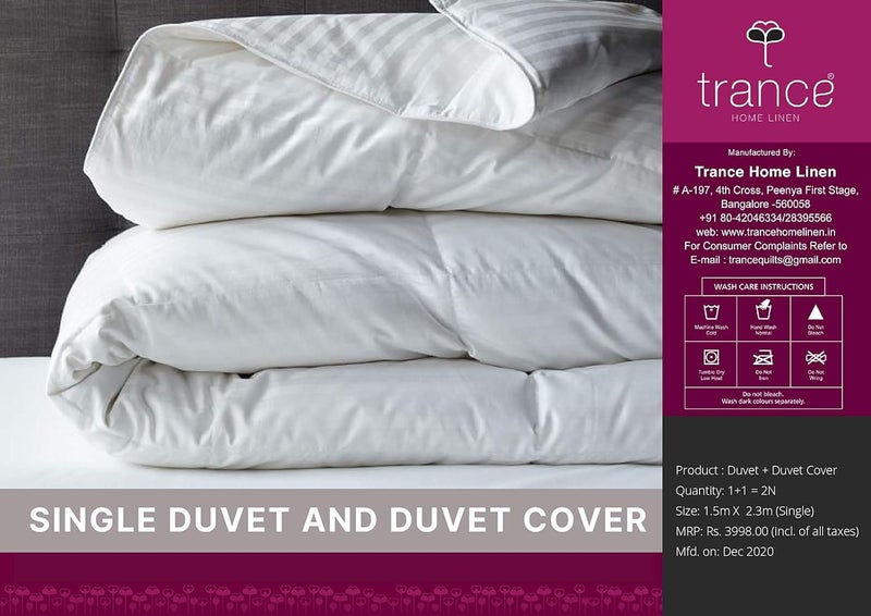 Trance Home Linen Trance Home Linen Combo Pack Microfibre Blanket for Winter with 100 Cotton Blanket Cover Rajai Set White Micro Comforter 58x90 Dark Pink 100 Cotton Zippered Cover 60x92  - Image 2