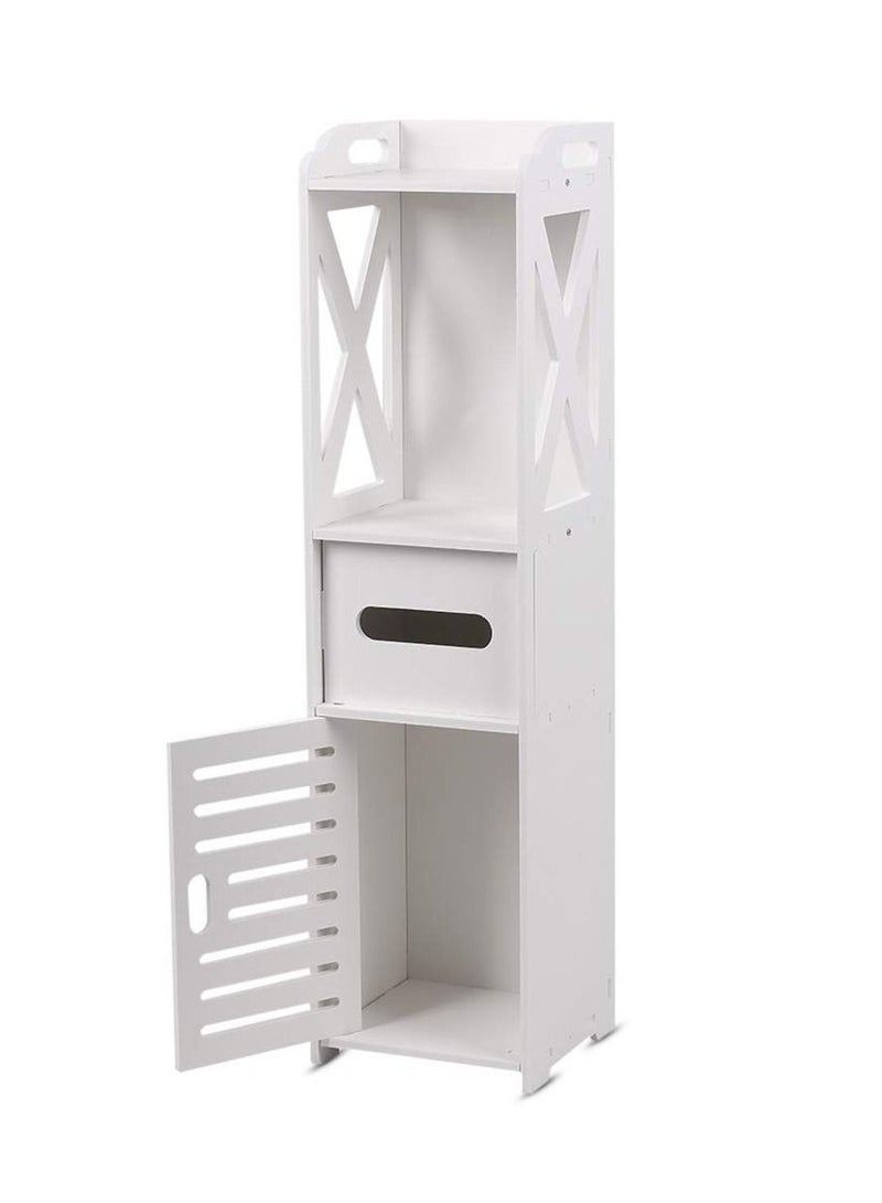Generic FFD Small Bathroom Storage Corner Floor Cabinet with Doors and Shelves, Thin Toilet Vanity Cabinet, Narrow Bath Sink Organizer, Towel Storage Shelf for Paper Holder  - Image 2