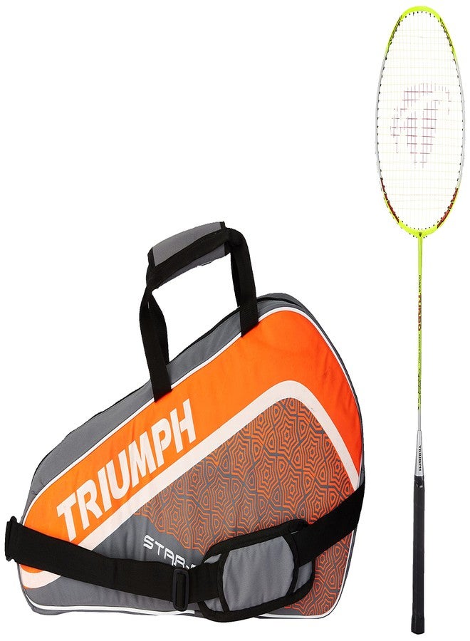 Triumph Turbo Graphite Composite Light Weight Strung Badminton Racket with Star-3R Single Compartment Badminton Bag Red - Image 2