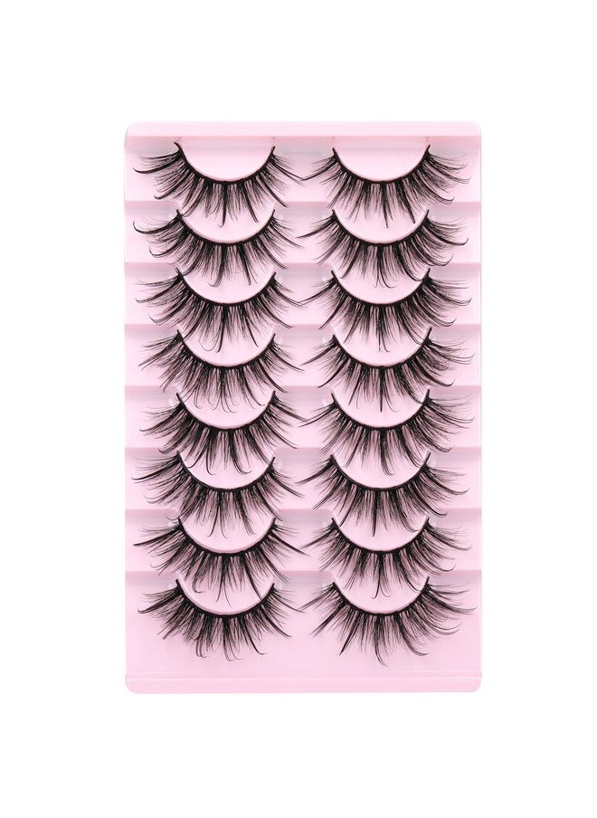 GVEFETIEE - False Eyelashes Fluffy Faux Mink Lashes Wispy Fairy Cat Eye Lashes Spiky Strip Lashes Extension Natural Volume Fake Lashes Pack By Gvefetiee 8 Pairs - Image 1