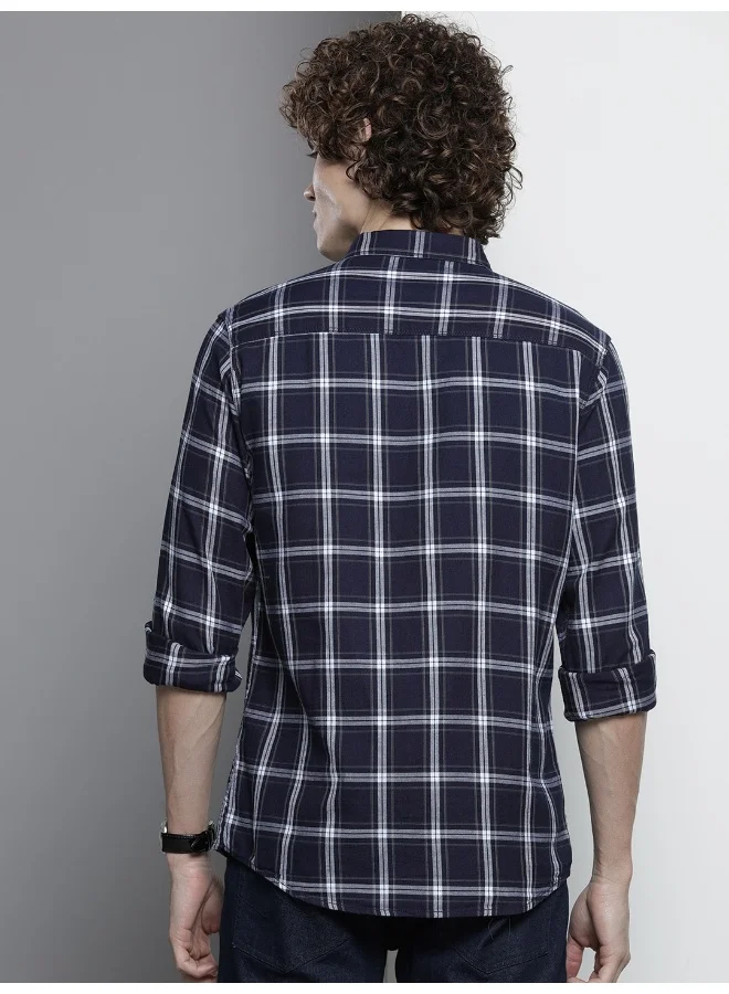 The Indian Garage Co Men Slim Fit Checkered Full Sleeves Spread Collar Casual Shirt