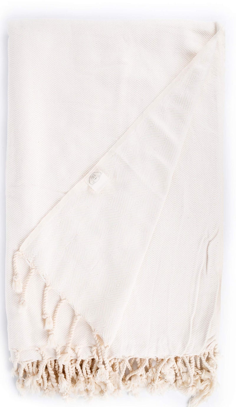 Bersuse 100% Cotton Milas XL Throw Blanket for Couch - 100% Cotton Lightweight Durable Throw Blanket, Big Blanket for Sensitive Skin, Decorative and Versatile - 60x90 Inches, White - Image 1