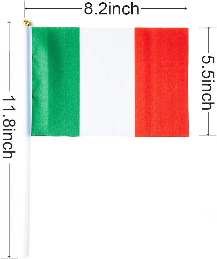 mflagperft Italy Flag Italian Flag, Small Mini Handheld Italy Flags on Stick, Ideal for Party Parades Sports Events Patriotic Festival Decorations - Image 2