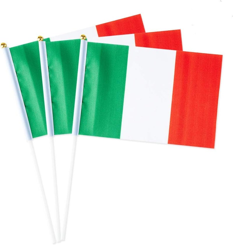 mflagperft Italy Flag Italian Flag, Small Mini Handheld Italy Flags on Stick, Ideal for Party Parades Sports Events Patriotic Festival Decorations - Image 1