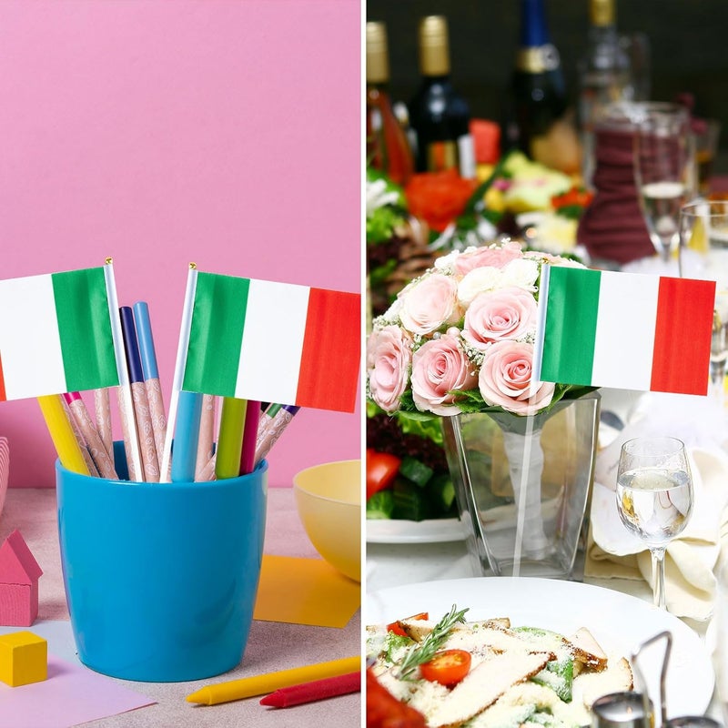 mflagperft Italy Flag Italian Flag, Small Mini Handheld Italy Flags on Stick, Ideal for Party Parades Sports Events Patriotic Festival Decorations - Image 4